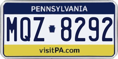 PA license plate MQZ8292