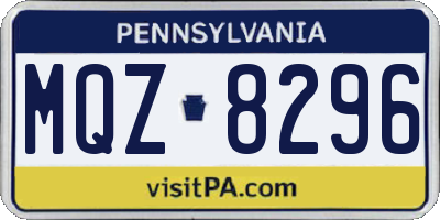 PA license plate MQZ8296