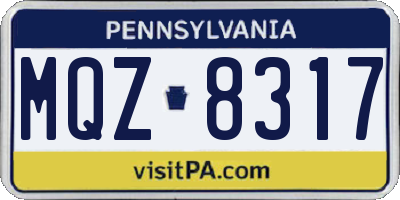 PA license plate MQZ8317