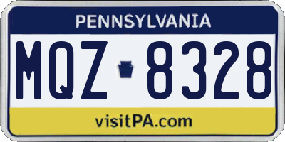 PA license plate MQZ8328