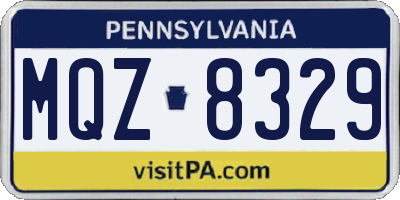 PA license plate MQZ8329