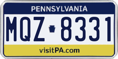 PA license plate MQZ8331