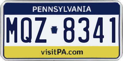 PA license plate MQZ8341