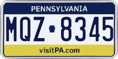 PA license plate MQZ8345