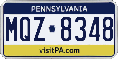 PA license plate MQZ8348