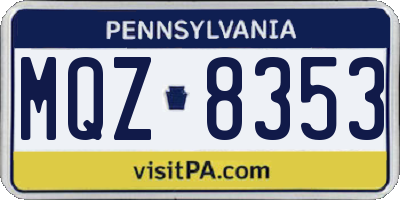 PA license plate MQZ8353