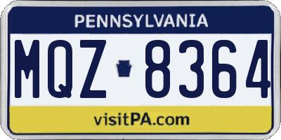 PA license plate MQZ8364