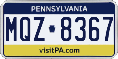 PA license plate MQZ8367