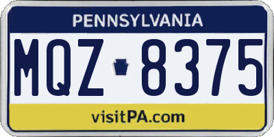 PA license plate MQZ8375