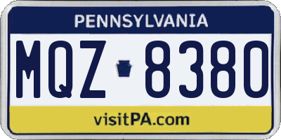 PA license plate MQZ8380
