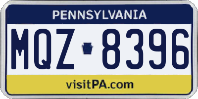 PA license plate MQZ8396