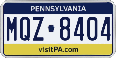 PA license plate MQZ8404