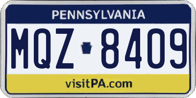 PA license plate MQZ8409