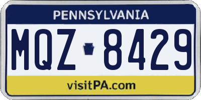 PA license plate MQZ8429