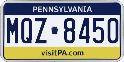 PA license plate MQZ8450