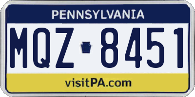 PA license plate MQZ8451