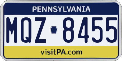 PA license plate MQZ8455