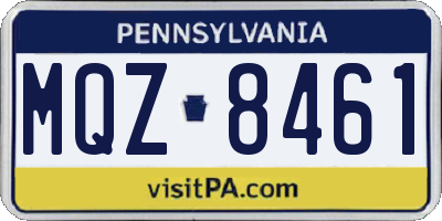 PA license plate MQZ8461
