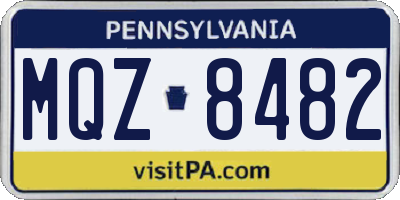 PA license plate MQZ8482