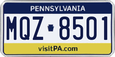 PA license plate MQZ8501