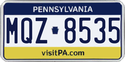 PA license plate MQZ8535