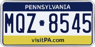 PA license plate MQZ8545