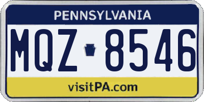 PA license plate MQZ8546