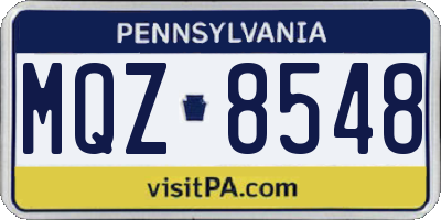 PA license plate MQZ8548