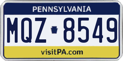PA license plate MQZ8549