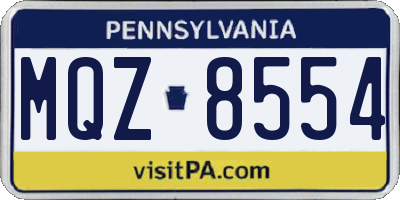 PA license plate MQZ8554