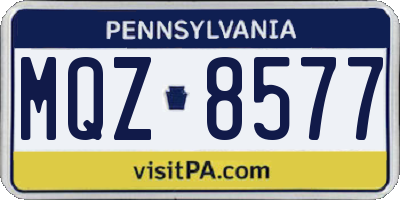 PA license plate MQZ8577
