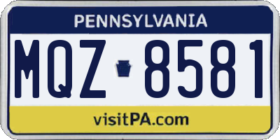 PA license plate MQZ8581