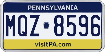 PA license plate MQZ8596
