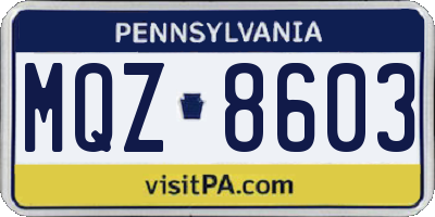 PA license plate MQZ8603