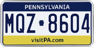 PA license plate MQZ8604