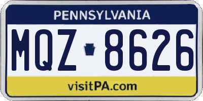 PA license plate MQZ8626
