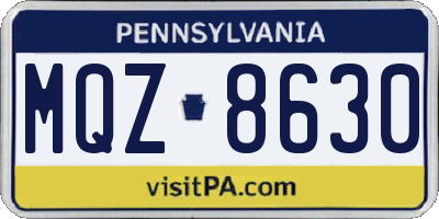 PA license plate MQZ8630