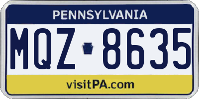 PA license plate MQZ8635