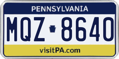 PA license plate MQZ8640