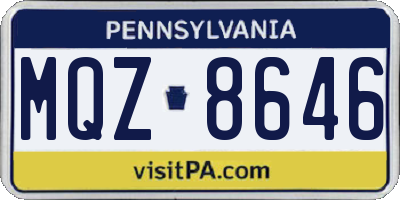 PA license plate MQZ8646