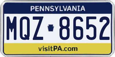 PA license plate MQZ8652