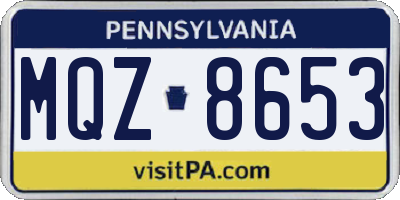 PA license plate MQZ8653