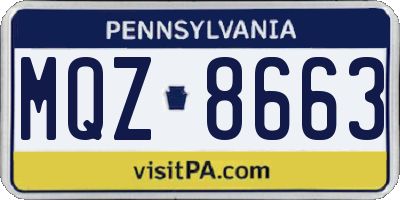 PA license plate MQZ8663