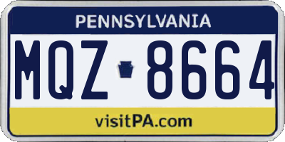 PA license plate MQZ8664