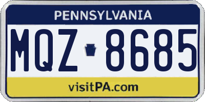 PA license plate MQZ8685