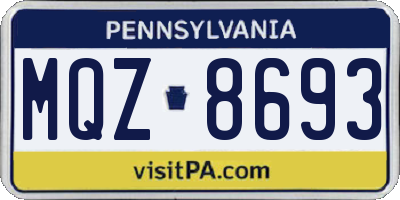 PA license plate MQZ8693