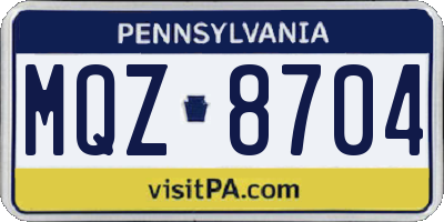 PA license plate MQZ8704
