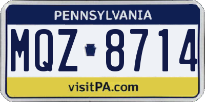 PA license plate MQZ8714