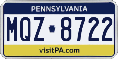 PA license plate MQZ8722