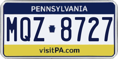 PA license plate MQZ8727